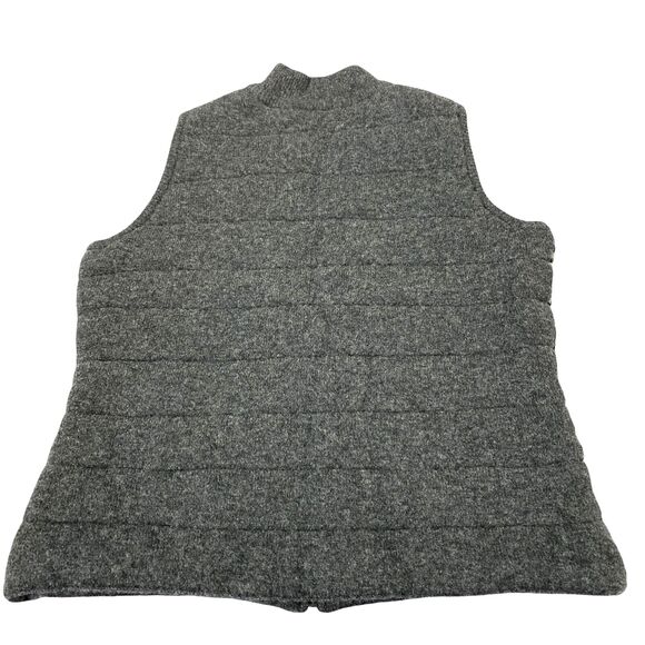 Woolrich Sweater Vest Womens Large Gray Snowflake Lambs Wool Sleeveless Full Zip - Picture 2 of 10